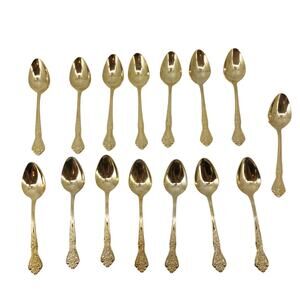 Rogers Stainless Korea Gold Tone Flatware Teaspoons Flatware 15 Pcs